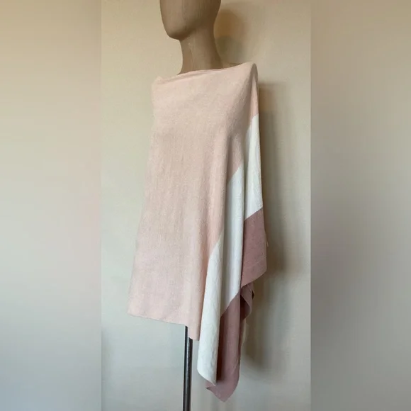 Barefoot Dreams CozyChic Ultra Lite Knit Sunset Poncho Pale Pink One Size Plus - Picture 5 of 16